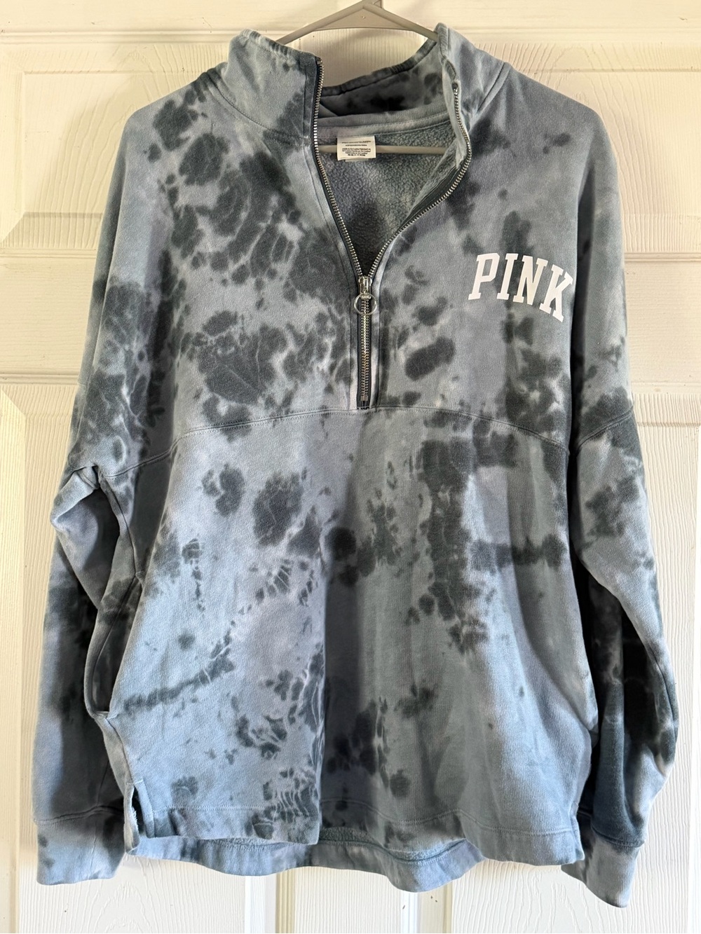PINK Victoria's Secret Gray Tie-Dye Half-Zip Pullover